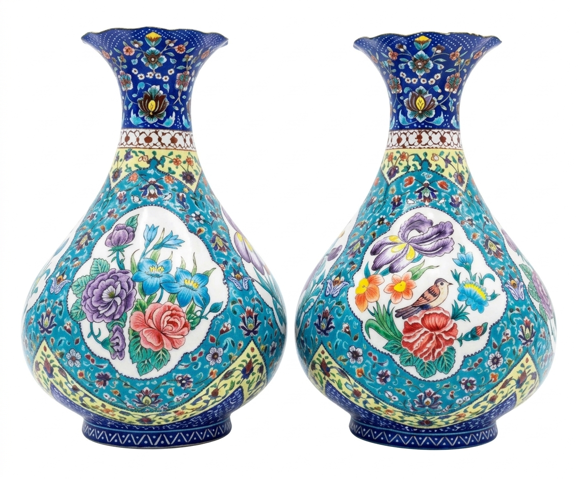 گلدان بزرگ میناکاری